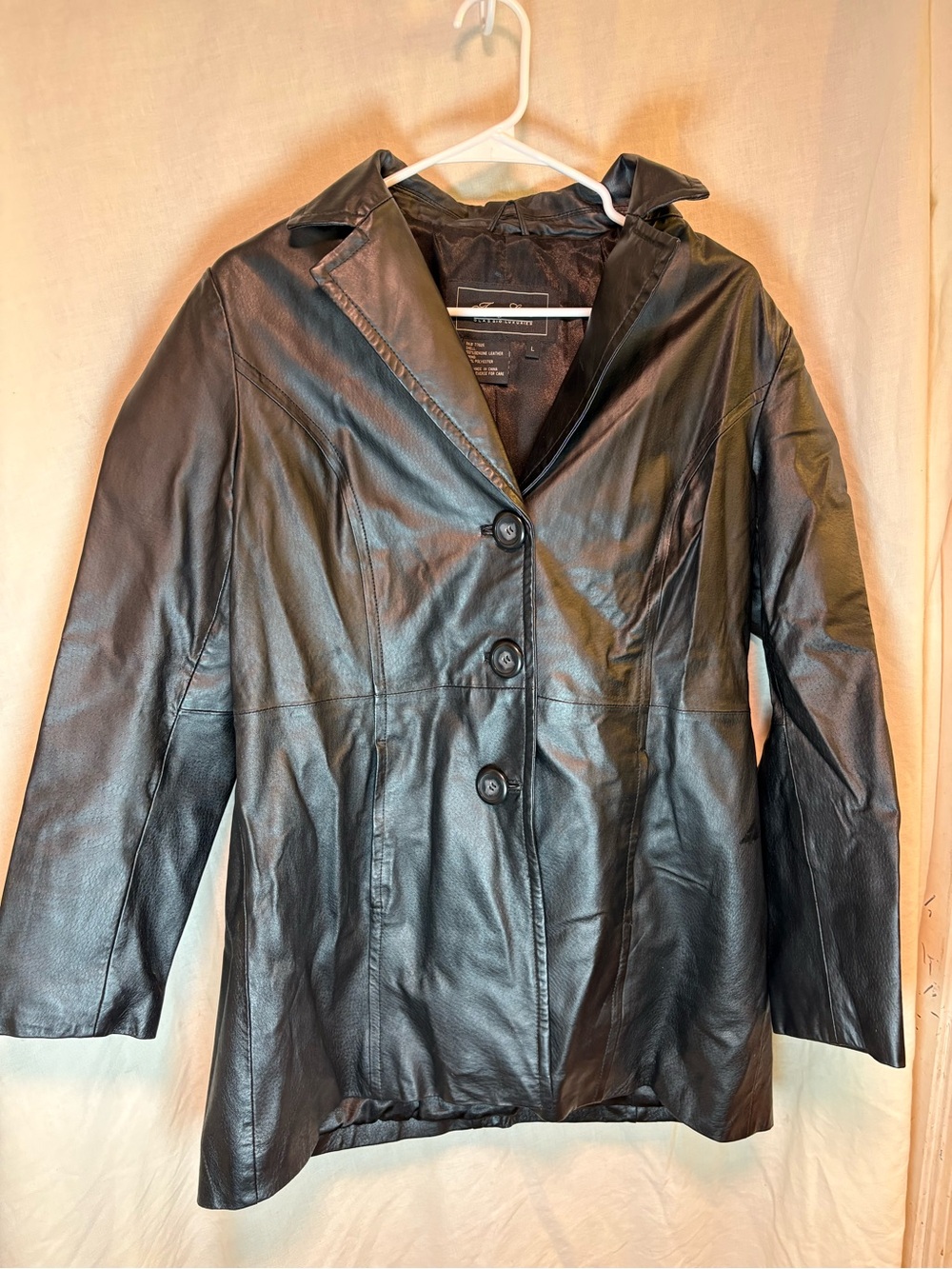 Terry Lewis Classic Luxuries Black Genuine Leather Jacket Blazer Size L 90s Vtg